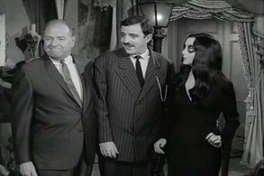 John Astin, Parley Baer, and Carolyn Jones in The Addams Family (1964)