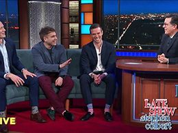 Stephen Colbert, Tommy Vietor, Jon Lovett, and Jon Favreau in The Late Show with Stephen Colbert (2015)