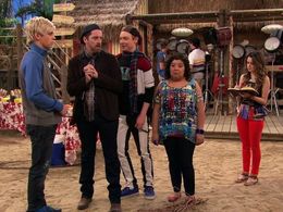 Brendan Hunt, Calum Worthy, Laura Marano, Raini Rodriguez, and Ross Lynch in Austin & Ally (2011)