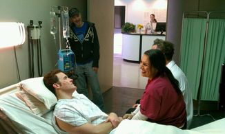 Woody Schultz on set of Death, Inc.