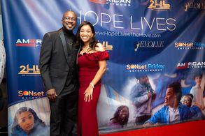 Anthony Hackett and his wife Adanna Hackett at the Red Carpet Premiere for Hope LIves