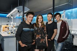 Christian Ditter, Adrian Julius Tillmann, Thomas Prenn, and Luna Wedler in Biohackers (2020)