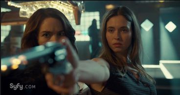 Melanie Scrofano and Natalie Krill in Wynonna Earp (2016)