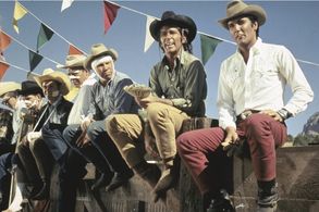Elvis Presley, Angus Duncan, L.Q. Jones, and Buck Kartalian in Stay Away, Joe (1968)