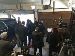 Filming on location.