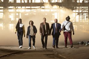 Jean-Claude Van Damme, Samir Decazza, Alban Ivanov, Assa Sylla, and Djimo in The Last Mercenary (2021)