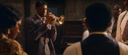 Viola Davis, Colman Domingo, Michael Potts, Glynn Turman, Chadwick Boseman, and Dusan Brown in Ma Rainey's Black Bottom 