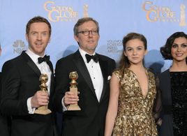 Alex Gansa, Damian Lewis, Morena Baccarin, and Morgan Saylor at an event for Homeland (2011)