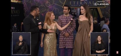 Eternals World Premiere interviewing Angelina Jolie & Kumail Nanjiani