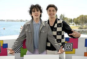 Asher Angel and Jack Dylan Grazer at an event for Shazam! Fury of the Gods (2023)