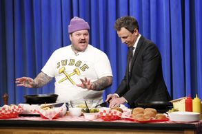 Seth Meyers and Matty Matheson at an event for Late Night with Seth Meyers (2014)