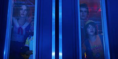 Maya Hawke, Joe Keery, Gaten Matarazzo, and Priah Ferguson in Stranger Things (2016)