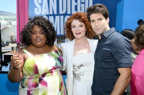 Rebecca Wisocky, Asher Grodman, and Danielle Pinnock at an event for Ghosts (2021)