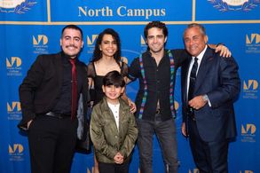Samuel Vargas with the Director & Cast from the short film “There’s Someone In The House” at the Miami Dade College Film