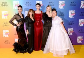 Rosie Perez, Jurnee Smollett, Mary Elizabeth Winstead, Margot Robbie, and Ella Jay Basco at an event for Birds of Prey (
