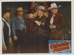 Marshall Bradford, Johnny Mack Brown, Tommy Farrell, Lois Hall, and Lyle Talbot in Colorado Ambush (1951)