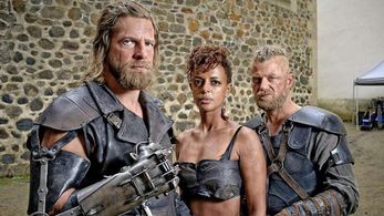 Henning Baum, Andreas Guenther, and Dennenesch Zoudé in Götz von Berlichingen (2014)