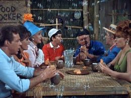 Jim Backus, Bob Denver, Alan Hale Jr., Tina Louise, Russell Johnson, Natalie Schafer, and Dawn Wells in Gilligan's Islan