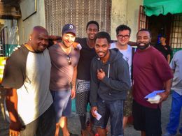 (Left to Right) Fredrick Bam Scott, Producer/Writer/Director Ben Ketai, Edi Gathegi (Ron Dacey),Jared Wofford (Franz) D