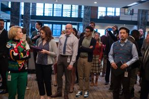 Kate McKinnon, Rob Corddry, Randall Park, Jamie Chung, Vanessa Bayer, and Karan Soni in Office Christmas Party (2016)
