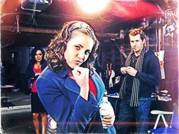 Canyon Prince and Miracle Laurie on the set of Goodnight Burbank