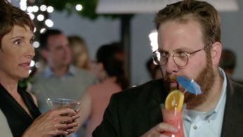 TV Critic Bruno Aiken (Ben Zelevansky) gives Beverly Lincoln (Tamsin Greig) the stinkeye on 