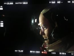 On set as Buzz Aldrin in 8 Days: To the Moon and Back for BBC Television and PBS.