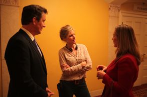 Tessa Blake on the set of ELECTION NIGHT with Peri Gilpin & Jake Johannsen