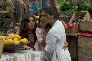 Shelley Conn, Naomi Scott, and Alana Mansour in Terra Nova (2011)