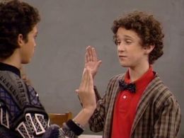 Max Battimo and Dustin Diamond in Good Morning, Miss Bliss (1987)