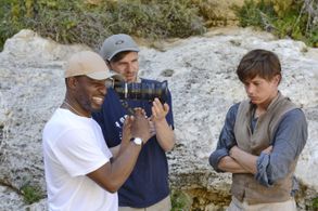 Jassa Ahluwalia on location for THE WHALE with director Alrick Riley (left) and Sundance award winning cinematographer D