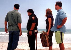 Dale (David Alan Basche),Senna (Patrick Gallo),Paige (CeCe Pleasants) and Seth (Patrick Warburton) seek answers on the