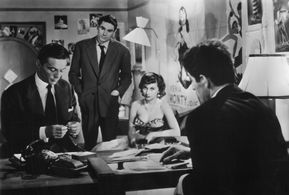 Pierre Grasset, Robert Hossein, Marcel Lupovici, and Magali Noël in Rififi (1955)