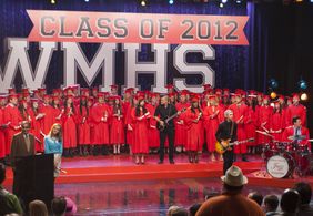 Naya Rivera, Mark Salling, Iqbal Theba, and Jayma Mays in Glee (2009)