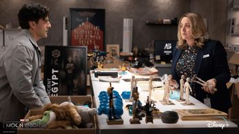 Lucy Thackeray as ‘Donna’ with Oscar Isaac in Moon Knight.