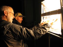 Warming up our food on the set of ICE Agent, Ray O'Neill & William Johns