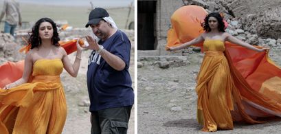 Vikram Dhillon directing Simran Dhindsa on the set of Marr Ke Khuda (2018).