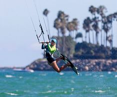 TV Personality Sabrina A. Parisi kitesurfing in the Pacific Ocean