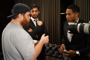 Paul Walter Hauser directs Vinny Chhibber and Brandon Bell in Messy