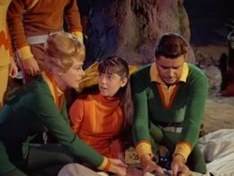 June Lockhart, Angela Cartwright, and Guy Williams in Lost in Space (1965)
