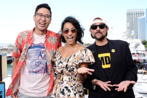 Kevin Smith, Ian de Borja, and Tiffany Smith at an event for IMDb at San Diego Comic-Con (2016)
