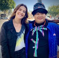 Colbie Smulders and Romel De Silva on set of ABC’s Stumptown