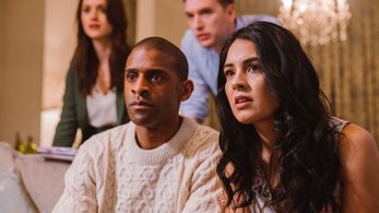 Eke Chukwu, David Alwyn, Leah Baskaran, and Samantha Loxley in Election Night (2021)