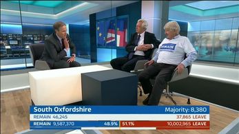 Stanley Johnson, Tom Bradby, and David Davis in Referendum Result Live: ITV News Special (2016)