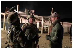 On set with Joe Dempsie