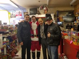 on set for 'Christmas Crime Story'