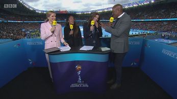 Gabby Logan, Hope Solo, Dion Dublin, and Alex Scott in BBC Sport: FIFA Women's World Cup 2019 (2019)