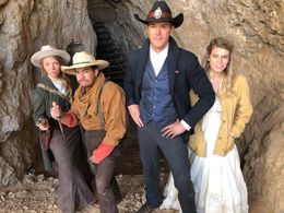 Kelsey Edwards on the set of The Counterfeit Kid