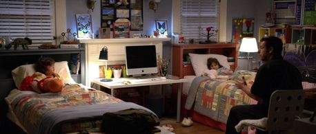 Adam Sandler, Jonathan Morgan Heit, and Laura Ann Kesling in Bedtime Stories (2008)