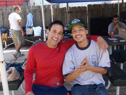 Actors Neil Jain & Joshua Rivera in between set of 